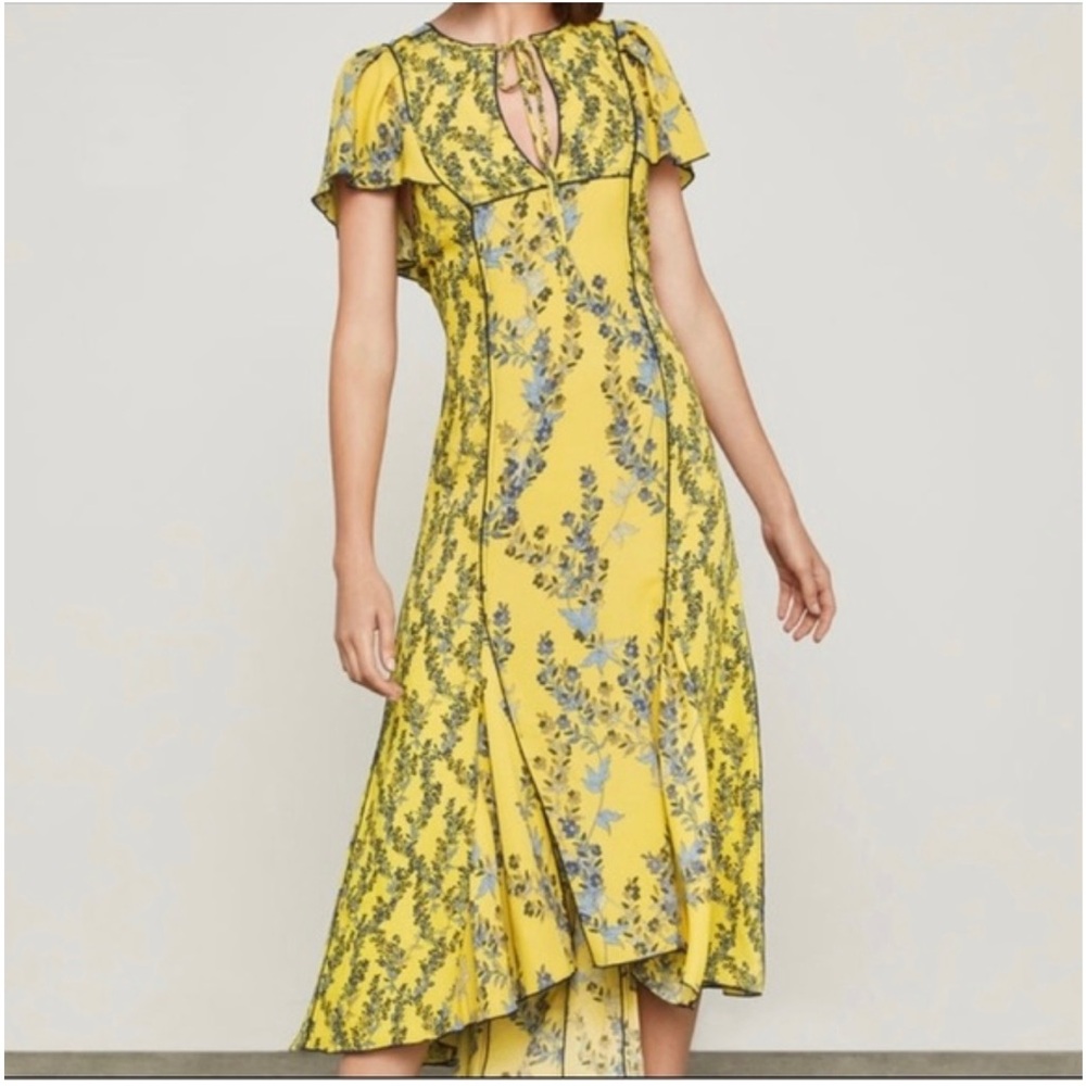 BCBGMaxAzria Yellow and Blue Floral Maxi Dress nwt sz XS